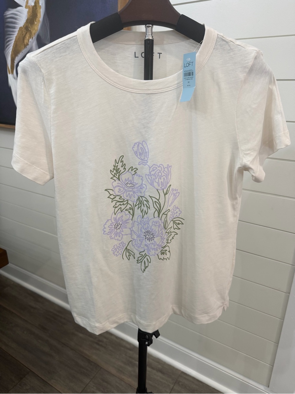 LOF White Tee with Lilac Floral Graphic